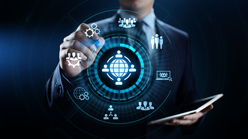 Outsourcing Global Recruitment Business and internet concept.