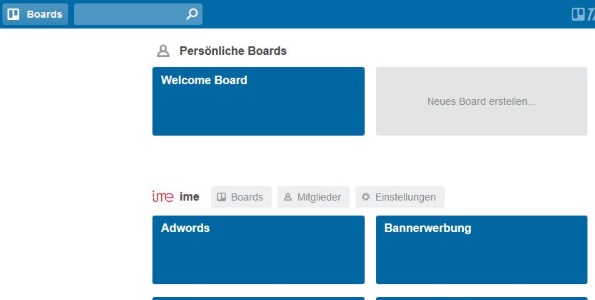 Darstellung von Arbeitsaufträgen und Notizen im Browser bei Trello